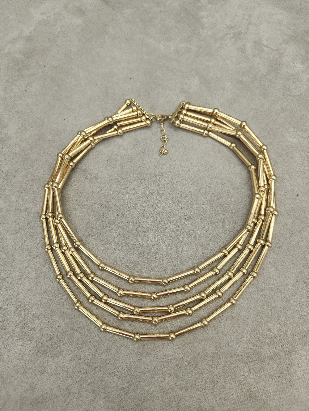Multilayered Necklace 18" Golden Tone